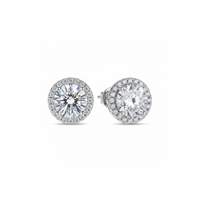 Pair of diamond stud earrings on a white background