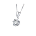 Silver necklace with a round diamond pendant on a white background BY MASTAANI DIAMONDS