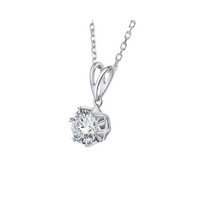 Silver necklace with a round diamond pendant on a white background BY MASTAANI DIAMONDS