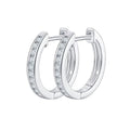 Pair of silver hoop earrings with embedded igi certfied diamond earrings in pakistan on a white background