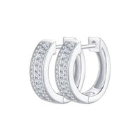 Silver hoop earrings with clear igi certified diamond earrings in pakistan on a white background
