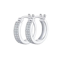 Silver hoop earrings with embedded igi certified diamond earrings in pakistan on a white background