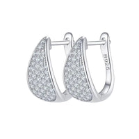Silver hoop earrings with clear real igi certified diamond earrings in pakistan on a white background