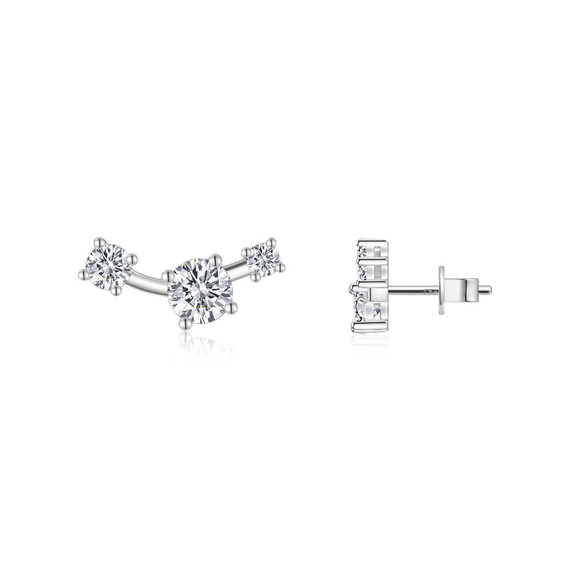 Pair of diamond earrings on a white background